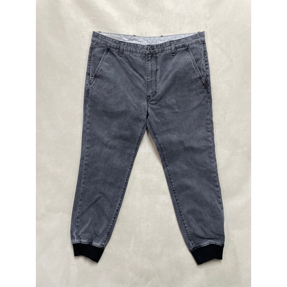 Levis Mens 38x32 Gray Acid Wash Jogger Pants Ribbed Cuff Chino Trousers 41x28.5